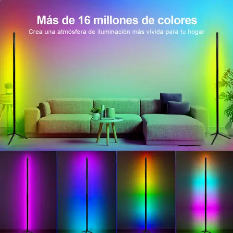 Smart RGB LED Floor Lamp, 1.2 Meters in Height, Equipped with an App and Remote Control, Offering 16 Million Colors, Music Synchronization, and Scene Modes. Ideal for Gaming Rooms, Living Rooms, Parties, and Bedrooms as a Color-Changing Vertical Lamp
