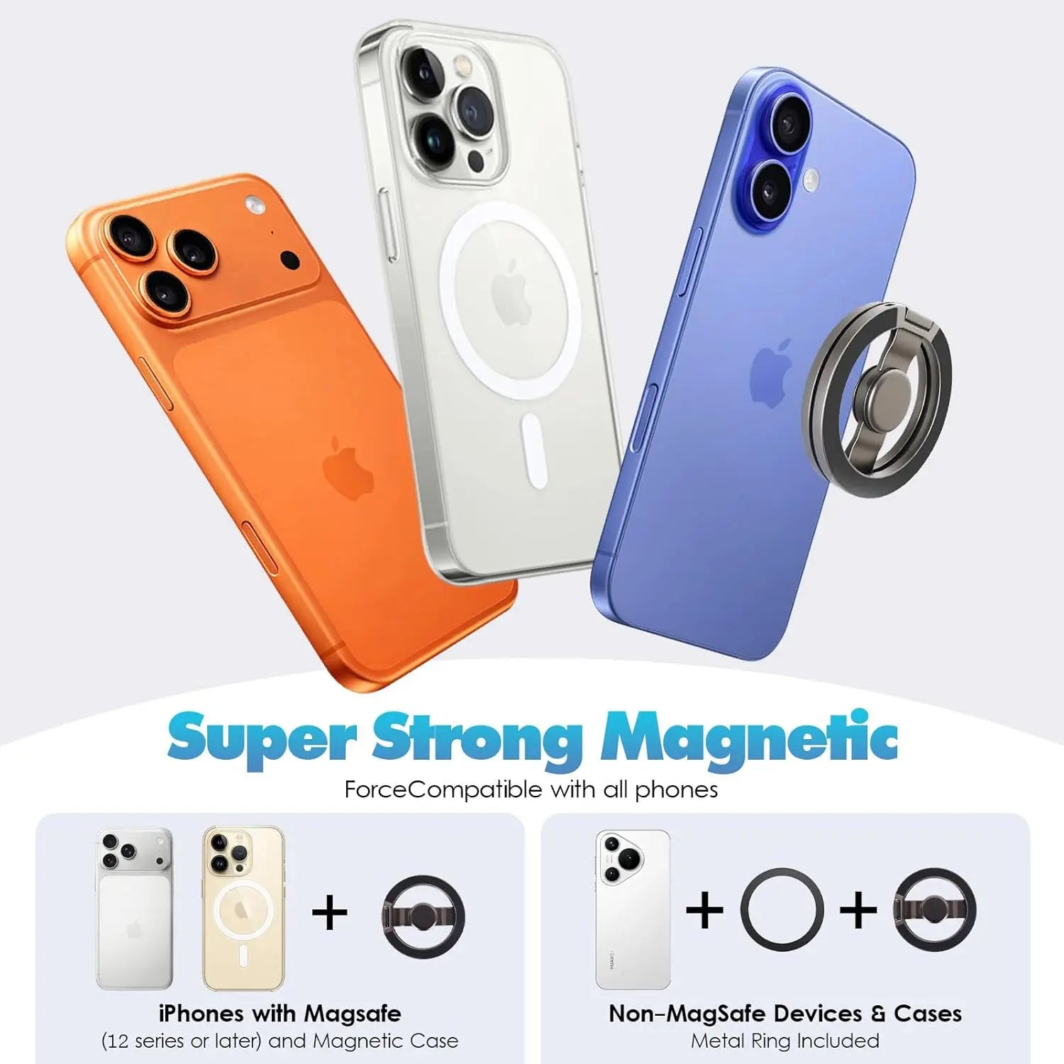 Magnetic Phone Stand & Fidget Spinner Combo, Dual Magnetic Ring Stand, Fidget Toys Adults, Foldable, 360° Rotation, Phone Holder Car, Desk Phone Stand, Magsafe Compatible, Stress Relief Accessory for Home/Office/Travel/Gym